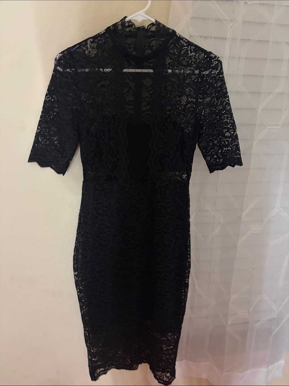 Elegant Black Lace Midi Dress - Classic Women's Cocktail Dress